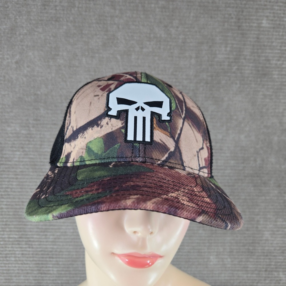 Marvel Mens OSFM Brown Punisher Skull Camo Mesh Snapback Trucker Hat